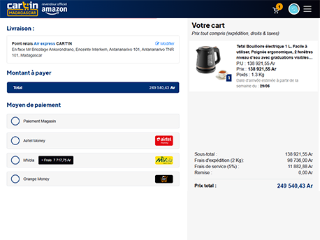 Confirmation et paiement sur Cart'In